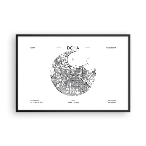 Poster in een zwarte lijst - Anatomie van Doha - 91x61 cm