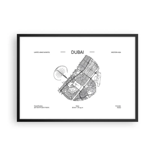 Poster in een zwarte lijst - Anatomie van Dubai - 70x50 cm