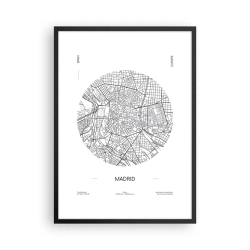 Poster in een zwarte lijst - Anatomie van Madrid - 50x70 cm