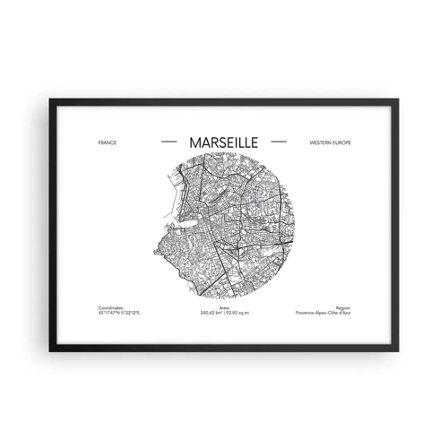 Poster in een zwarte lijst - Anatomie van Marseille - 70x50 cm