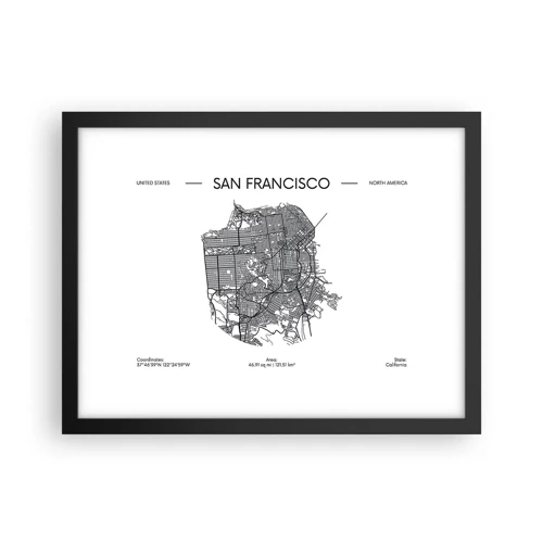 Poster in een zwarte lijst - Anatomie van San Francisco - 40x30 cm