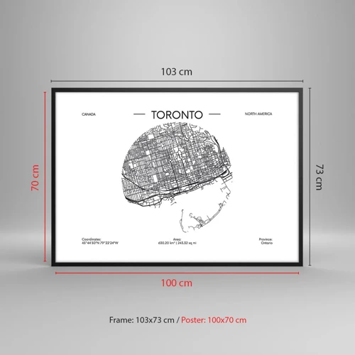 Poster in een zwarte lijst - Anatomie van Toronto - 100x70 cm