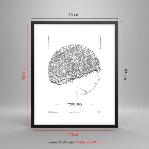 Poster in een zwarte lijst - Anatomie van Toronto - 40x50 cm