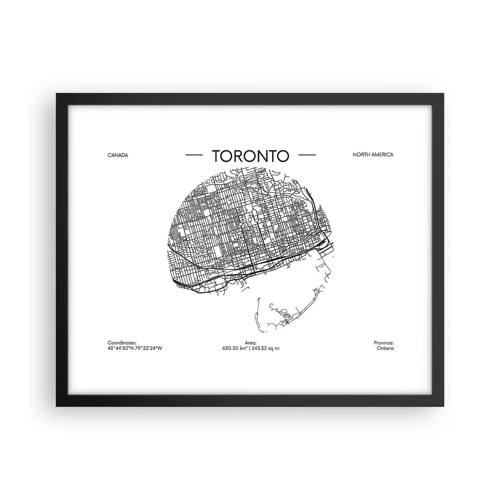 Poster in een zwarte lijst - Anatomie van Toronto - 50x40 cm