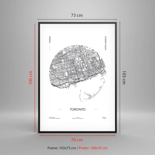 Poster in een zwarte lijst - Anatomie van Toronto - 70x100 cm