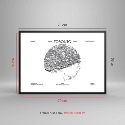 Poster in een zwarte lijst - Anatomie van Toronto - 70x50 cm