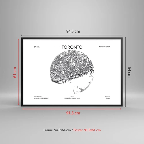 Poster in een zwarte lijst - Anatomie van Toronto - 91x61 cm