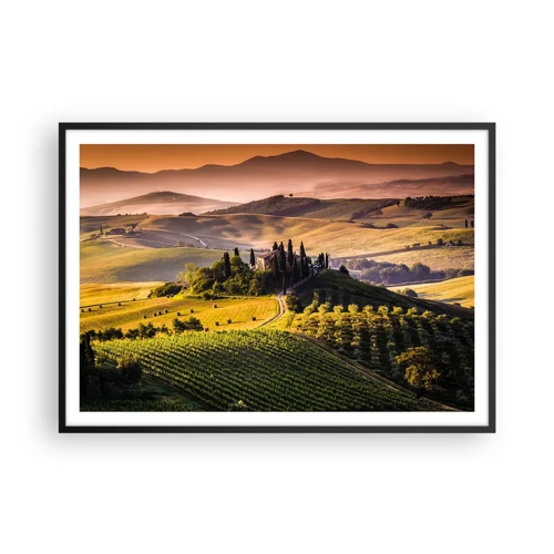 Poster in een zwarte lijst - Arcadia - het Toscaanse landschap - 100x70 cm