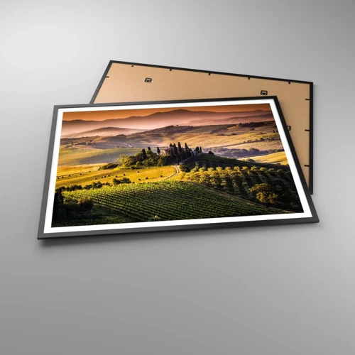 Poster in een zwarte lijst - Arcadia - het Toscaanse landschap - 100x70 cm