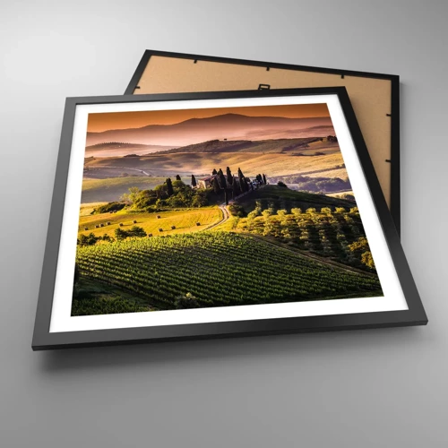 Poster in een zwarte lijst - Arcadia - het Toscaanse landschap - 50x50 cm