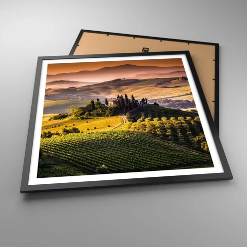 Poster in een zwarte lijst - Arcadia - het Toscaanse landschap - 60x60 cm