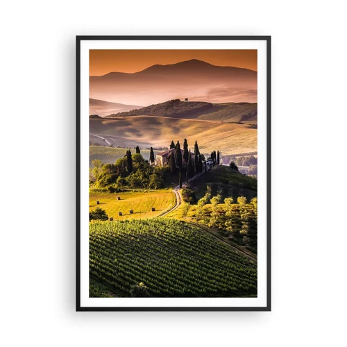 Poster in een zwarte lijst - Arcadia - het Toscaanse landschap - 70x100 cm