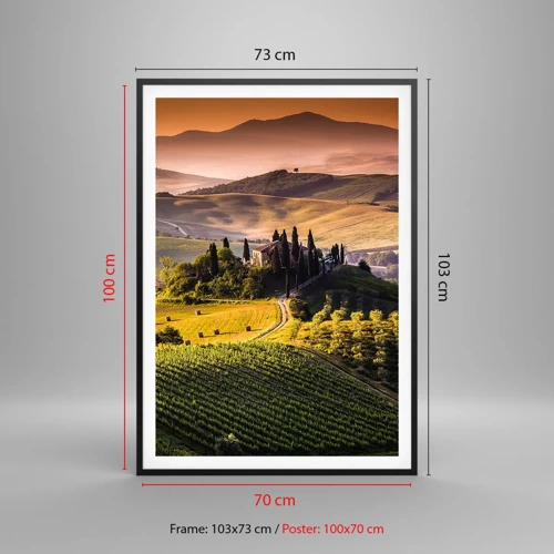 Poster in een zwarte lijst - Arcadia - het Toscaanse landschap - 70x100 cm