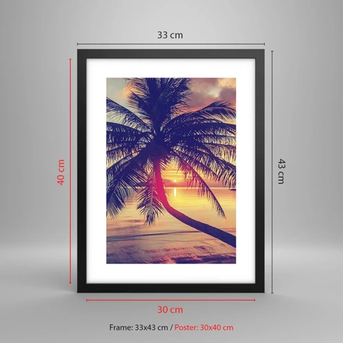 Poster in een zwarte lijst - Avond onder de palmbomen - 30x40 cm