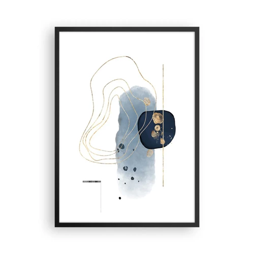 Poster in een zwarte lijst - Blauw en goud fantasie - 50x70 cm