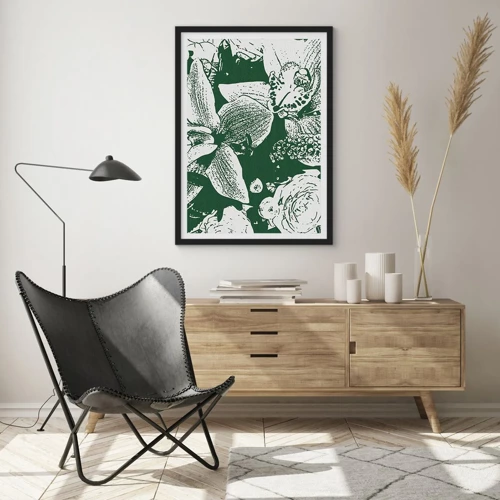 Poster in een zwarte lijst - Boeket - de wereld van groen - 30x40 cm