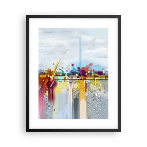 Poster in een zwarte lijst - Brug van vreugde bij de rivier van het leven - 40x50 cm