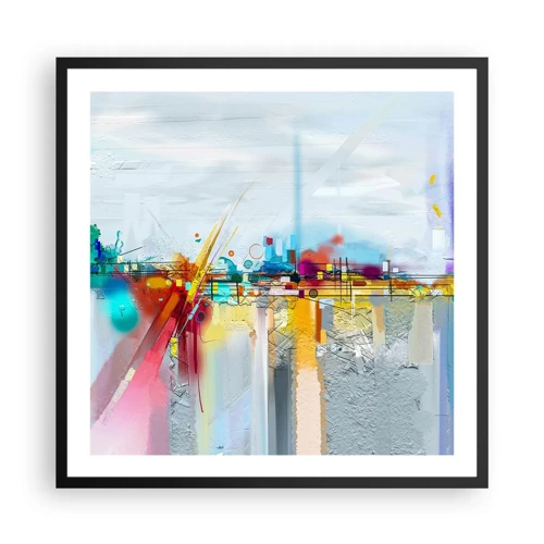 Poster in een zwarte lijst - Brug van vreugde bij de rivier van het leven - 60x60 cm