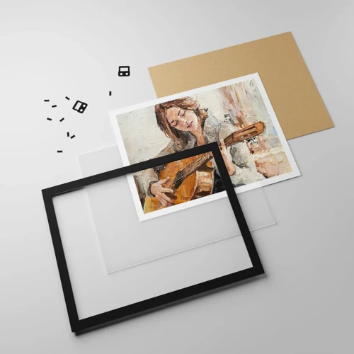 Poster in een zwarte lijst - Concerto voor gitaar en een meisjeshart - 40x30 cm
