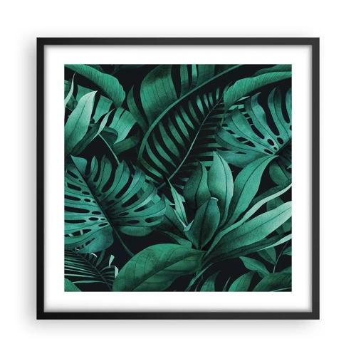 Poster in een zwarte lijst - De diepte van tropisch groen - 50x50 cm
