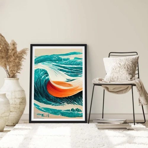 Poster in een zwarte lijst - De droom van elke surfer - 70x100 cm