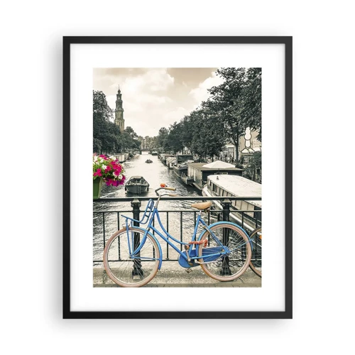 Poster in een zwarte lijst - De kleuren van de Amsterdamse straat - 40x50 cm