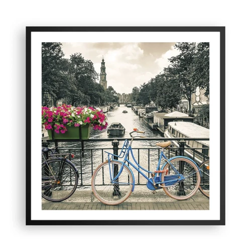 Poster in een zwarte lijst - De kleuren van de Amsterdamse straat - 60x60 cm