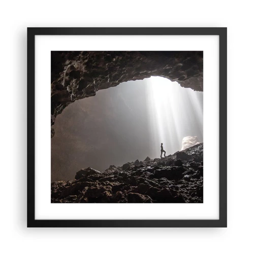 Poster in een zwarte lijst - De lichtgevende grot - 40x40 cm