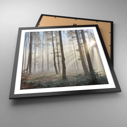 Poster in een zwarte lijst - De mist werd ook wakker - 50x50 cm