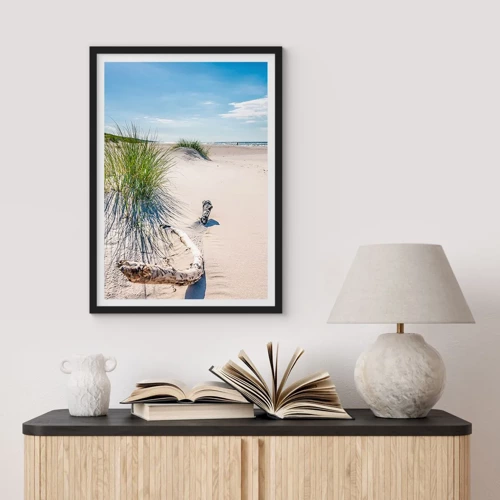 Poster in een zwarte lijst - De mooiste zandstrand? Oostzee-strand - 30x40 cm
