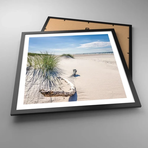 Poster in een zwarte lijst - De mooiste zandstrand? Oostzee-strand - 50x50 cm