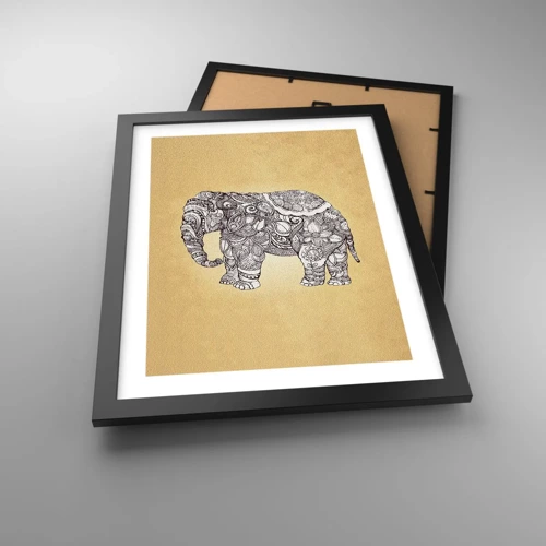 Poster in een zwarte lijst - De olifant heeft zichzelf bedekt - 30x40 cm