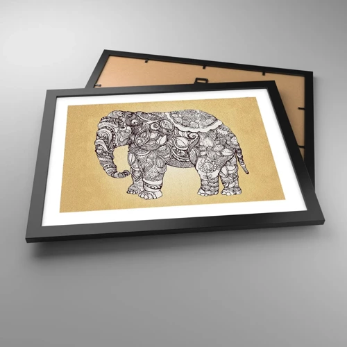 Poster in een zwarte lijst - De olifant heeft zichzelf bedekt - 40x30 cm