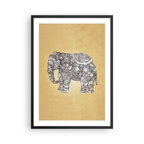 Poster in een zwarte lijst - De olifant heeft zichzelf bedekt - 50x70 cm