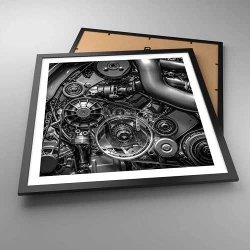 Poster in een zwarte lijst - De poëzie van mechanica - 50x50 cm