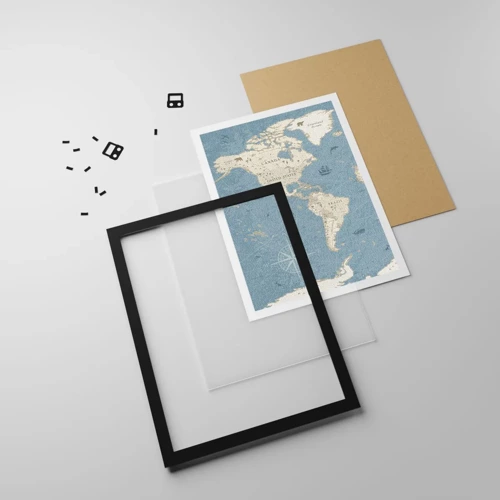 Poster in een zwarte lijst - De wereld binnen handbereik - 50x70 cm