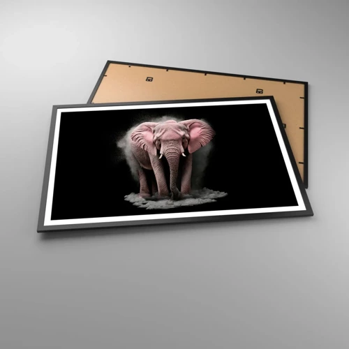 Poster in een zwarte lijst - Denk niet aan een roze olifant! - 91x61 cm