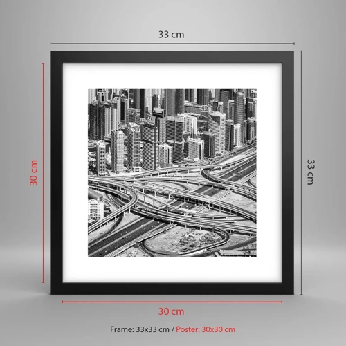 Poster in een zwarte lijst - Dubai - de onmogelijke stad - 30x30 cm