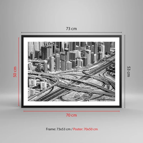 Poster in een zwarte lijst - Dubai - de onmogelijke stad - 70x50 cm
