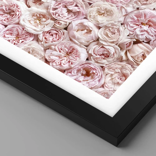 Poster in een zwarte lijst - Een bed van rozen - 100x70 cm