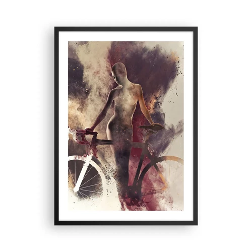 Poster in een zwarte lijst - Een fietsziel in marmeren vormen - 50x70 cm