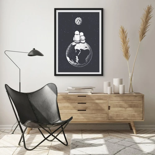 Poster in een zwarte lijst - Een kosmisch love story  - 50x70 cm