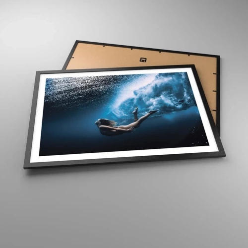 Poster in een zwarte lijst - Een moderne zeemeermin - 70x50 cm