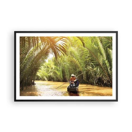 Poster in een zwarte lijst - Een palmravijn langs - 91x61 cm