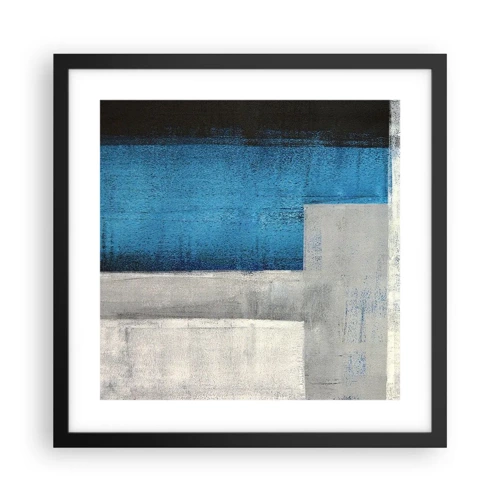 Poster in een zwarte lijst - Een poëtische compositie van grijs en blauw - 40x40 cm