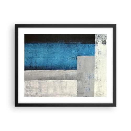 Poster in een zwarte lijst - Een poëtische compositie van grijs en blauw - 50x40 cm
