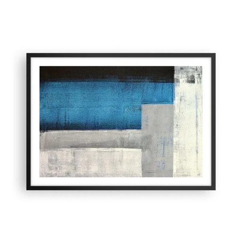 Poster in een zwarte lijst - Een poëtische compositie van grijs en blauw - 70x50 cm