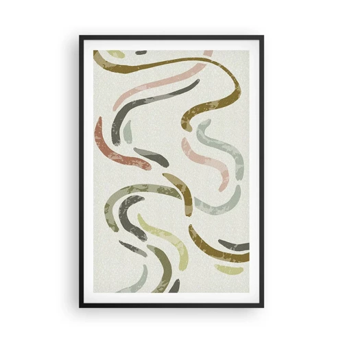 Poster in een zwarte lijst - Een vrolijke dans van abstractie - 61x91 cm