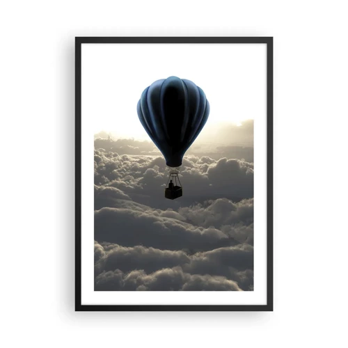 Poster in een zwarte lijst - Een zwerver boven de wolken - 50x70 cm