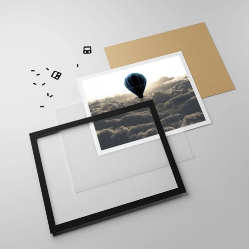 Poster in een zwarte lijst - Een zwerver boven de wolken - 91x61 cm